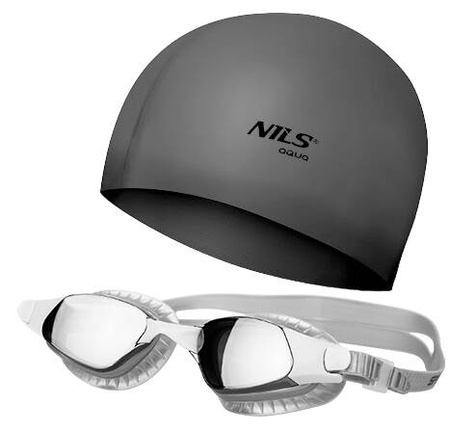 Okulary Pływackie Na Basen Do Pływania ANTI-FOG Dla Dorosłych + Czepek + Zatyczki Do Uszu