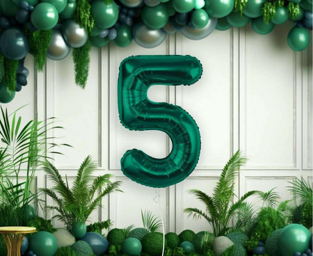 Balon Foliowy Na Urodziny Rocznice Butelkowa Zieleń Duży 85 cm Cyfra 5