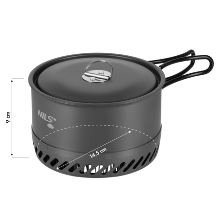 Garnek Turystyczny Aluminiowy Z Pokrywką 1000 ml Kempingowy Z Radiatorem