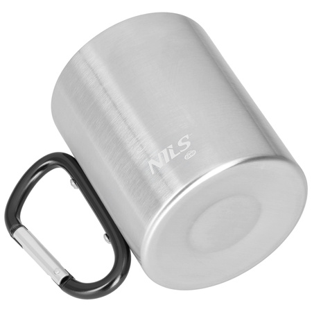 Kubek Turystyczny Stalowy Z Karabińczykiem Podróżny Kempingowy 300 ml NILS