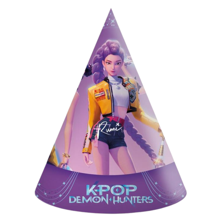 Czapeczki Papierowe Ozdobne Na Urodziny Przyjęcie K-POP DEMON HUNTERS 6szt.