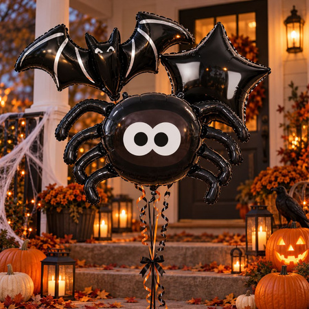 Balony Na Halloween 3 szt. Nietoperz Pająk Gwiazda + Sztuczna Krew 100 ml