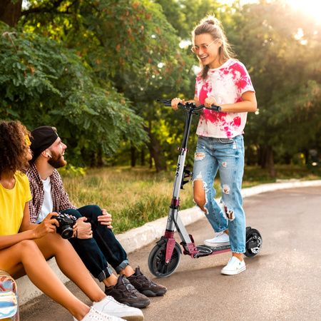 Hulajnoga Miejska Klasyczna Składana Koła 200 mm LED Z Hamulcem Tarczowym