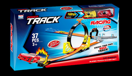 Tor Wyścigowy Samochodowy Pull Back Dla Dzieci 530 cm + 2 Samochody