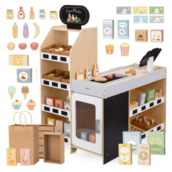 Drewniany Warzywniak Duży Stragan XXL Z Kasą + Akcesoria Dla Dzieci