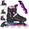 Łyżwy Rolki Regulowane LED Dziecięce Hokejowe 4w1 Kauczukowe NILS