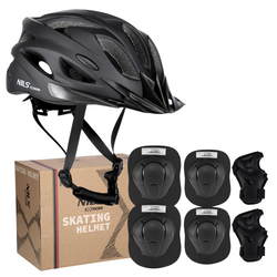 Kask Rowerowy Regulowany Ochronny In-mold Wentylowany + Zestaw Ochraniaczy
