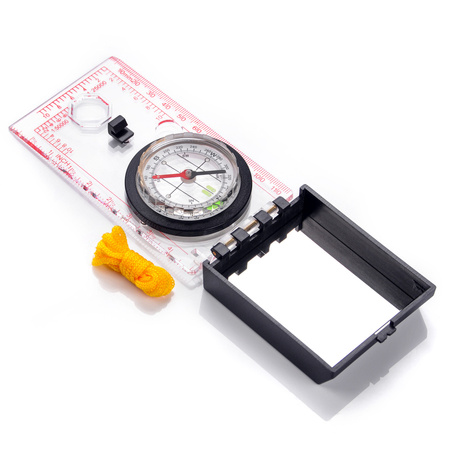 METEOR Magnetyczny Kompas Turystyczny Ze Składanym Lusterkiem + Sznurek