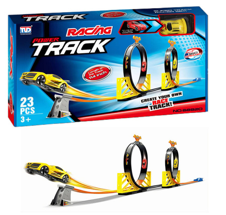 Tor Wyścigowy Samochodowy Pull Back Podwójna Pętla 290 cm + 3 Samochodziki