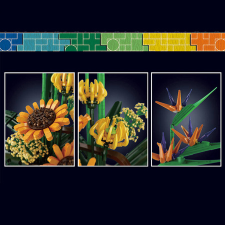 Mould King Klocki Konstrukcyjne Bukiet Kwiatów Słonecznik 4w1 1608 Elementów