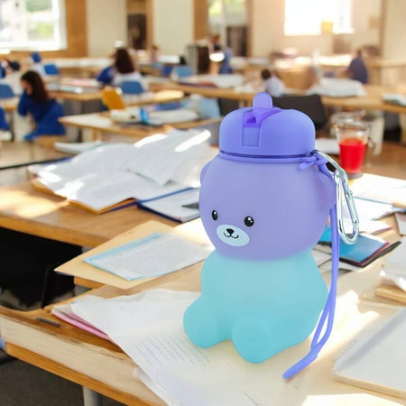 MERKAN Butelka Sportowa Bidon Silikonowy Na Wodę Miś 600 ml