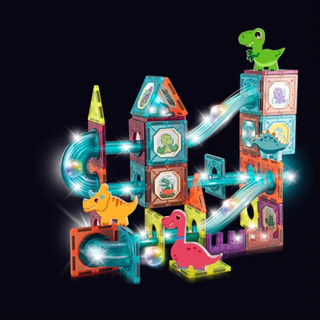 Klocki Magnetyczne Konstrukcyjne Świecący Tor Zestaw Dla Dzieci 86 el.