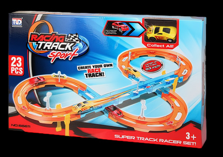 Tor Wyścigowy Samochodowy Pull Back Dla Dzieci 236 cm + 3 Autka