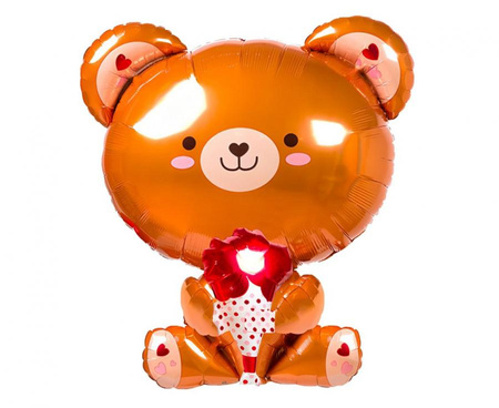 Balon Foliowy Miś Z Różą Dekoracja Na Walentynki Przyjęcie Urodziny 51x48cm