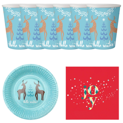 Kubeczki 250ml + Talerzyki + Serwetki Zastawa Stołowa Jednorazowa Na Święta