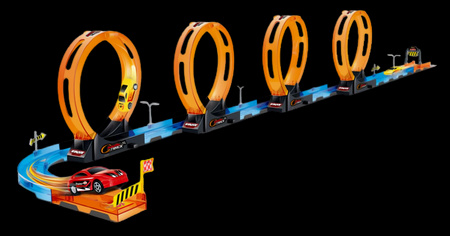 Tor Wyścigowy Samochodowy Pull Back Dla Dzieci 416 cm + 4 Samochody