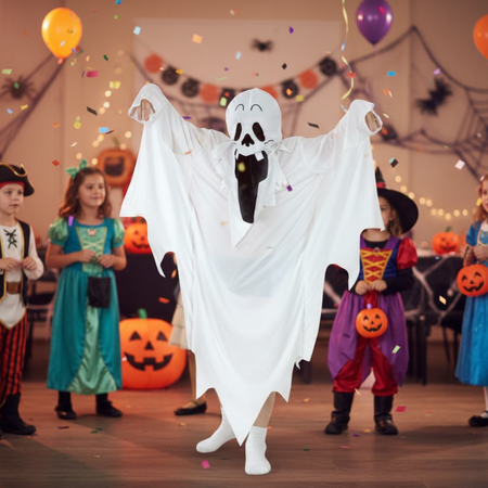 Strój Przebranie Duch Upiór Na Halloween Karnawał Dla Dziecka Z Kapturem