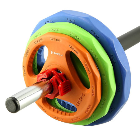 Sztanga + Obciążenia Zestaw Do Treningu Siłowego Pump Ćwiczeń 20 kg HMS