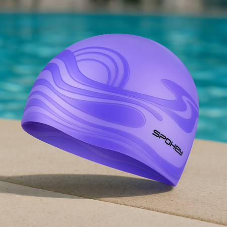 Czepek Pływacki Kąpielowy Silikonowy Na Basen Damski Fioletowy SPOKEY
