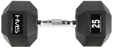 Hantla Hantelka Ciężarek Gumowany HEX PRO Do Ćwiczeń Treningu 25 kg HMS