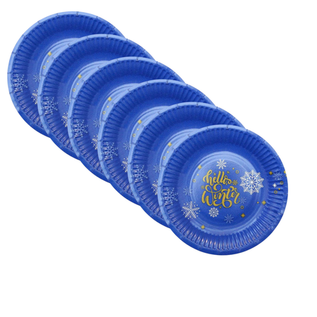 Talerzyki 18 cm + Kubeczki 250 ml Papierowe Świąteczne Hello Winter GODAN