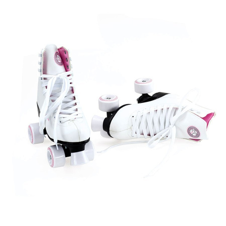 Wrotki Klasyczne Retro Kauczukowe Kółka Białe Rekreacyjne Sznurowane NILS