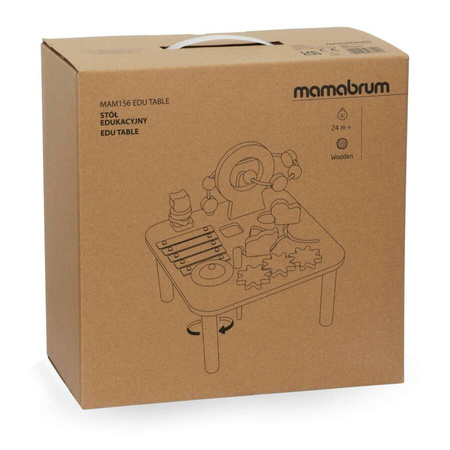 MAMABRUM Drewniany Stolik Edukacyjny 7w1 Muzyczny Z Cymbałkami I Gongiem Dzika Dżungla