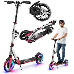 Hulajnoga Miejska Klasyczna Składana Koła 200 mm LED Z Hamulcem Tarczowym