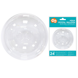 Balon Okrągły Foliowy Kryształowy Przezroczysty Dekoracyjny Aqua 24" GODAN