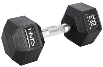 HMS Ciężarek Hantla Hexagonalna Gumowana Do Ćwiczeń Treningu Siłowego 22,5 kg