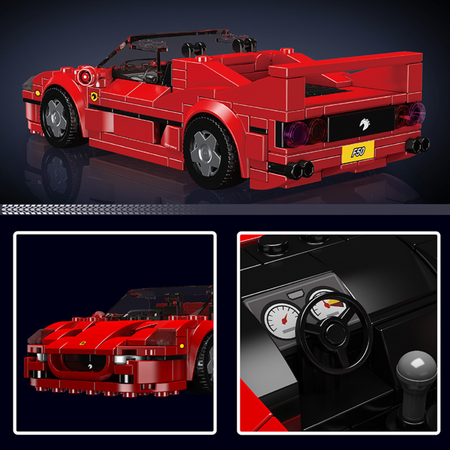 Klocki Konstrukcyjne Auto Samochód Wyścigowy 396 Elementów + Gablota MOULD KING