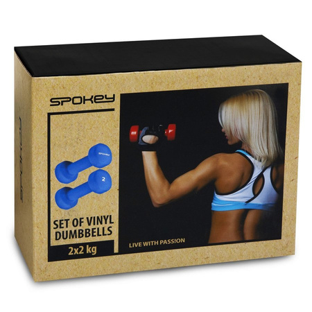 Hantle Ciężarki Winylowe Do Ćwiczeń Fitness Treningu Zestaw 2x2 kg SPOKEY