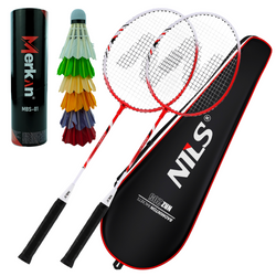 Zestaw Do Gry W Badmintona Rekreacyjnej Rakietki W Pokrowcu + 6 Lotek
