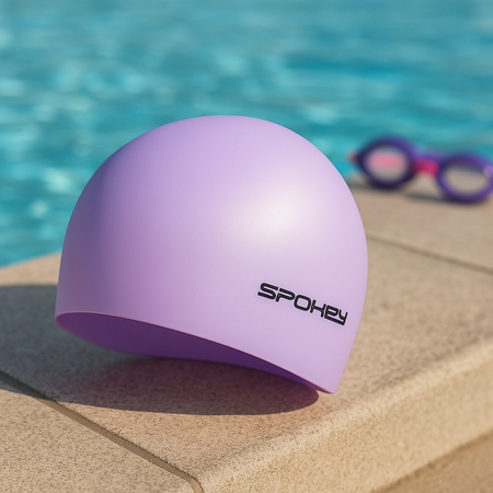 Czepek Pływacki Na Basen Silikonowy Elastyczny Fioletowy Treningowy SPOKEY