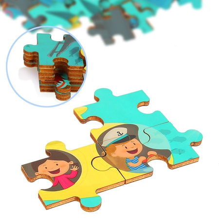 Puzzle Drewniane Dla Dzieci Ocean Zestaw 100 Elementów TOP BRIGHT