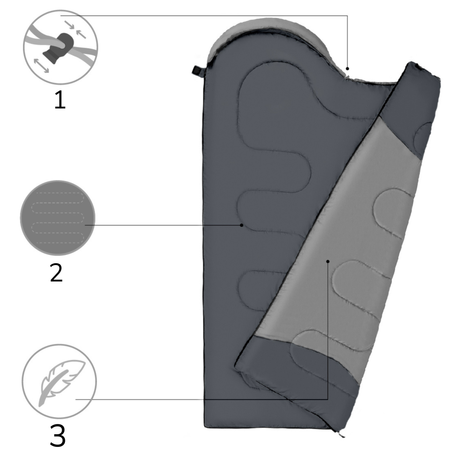 NILS Śpiwór Turystyczny Mumia Ciepły Z Kapturem 215x75 cm