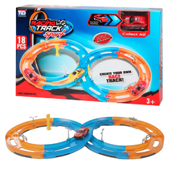 Tor Wyścigowy Samochodowy Pull Back Dla Dzieci 160 cm + Samochód 18 el.