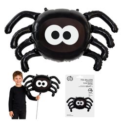 Balon Foliowy Czarny Uroczy Pająk Na Imprezę Halloween 89x47 cm GODAN