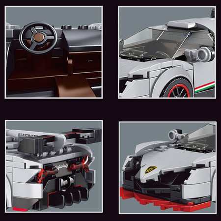 Klocki Konstrukcyjne Samochód Wyścigowy 398 Elementów + Gablota Mould King