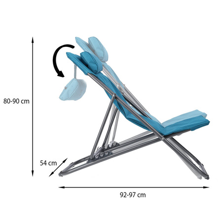 Leżak Ogrodowy Turystyczny Plażowy Składany Regulowany + Poduszka NILS