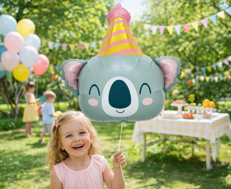 Balony Foliowe Na 4 Urodziny Koala Z Czapeczką + Gwiazda + Cyfra 3 szt.
