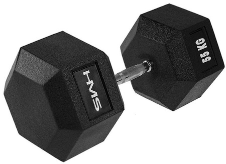 Ciężarek Hantla Sześciokątna Gumowana Do Treningu HEX PRO 55 kg HMS