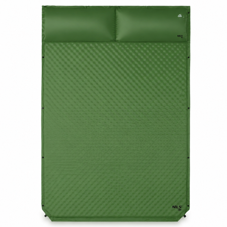 Dwuosobowa Mata Samopompująca Z Poduszką 186x130 cm + Śpiwór Turystyczny Podwójny Pod Namiot 220x150 cm NILS