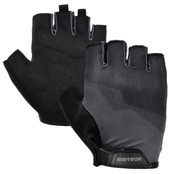 Rękawiczki Rowerowe Kolarskie Krótkie Na Rzep Bez Palców Czarne METEOR