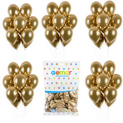 Balony Lateksowe Złote Klasyczne Chromowane Na Ślub Wesele 33 cm - 50 szt.
