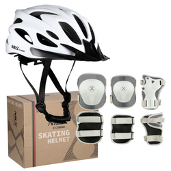 Kask Rowerowy Regulowany Ochronny In-mold Wentylowany + Zestaw Ochraniaczy