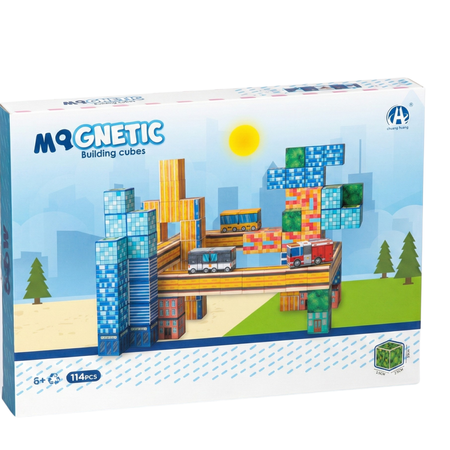 Klocki Magnetyczne Konstrukcyjne Zestaw 114 Elementów Edukacyjne Dla Dzieci
