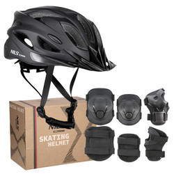 Kask Rowerowy Regulowany Ochronny In-mold Wentylowany + Zestaw Ochraniaczy