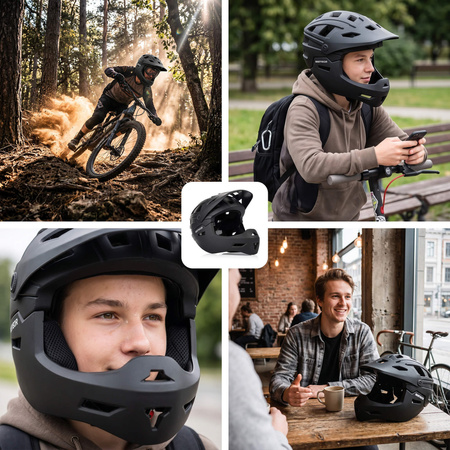Kask Rowerowy Regulowany Na Hulajnogę Full Face Szczękowy Odpinany METEOR