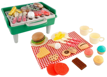 Mini Grill Zabawka Dla Dzieci 36 Elementów Sztućce + Akcesoria Spożywcze